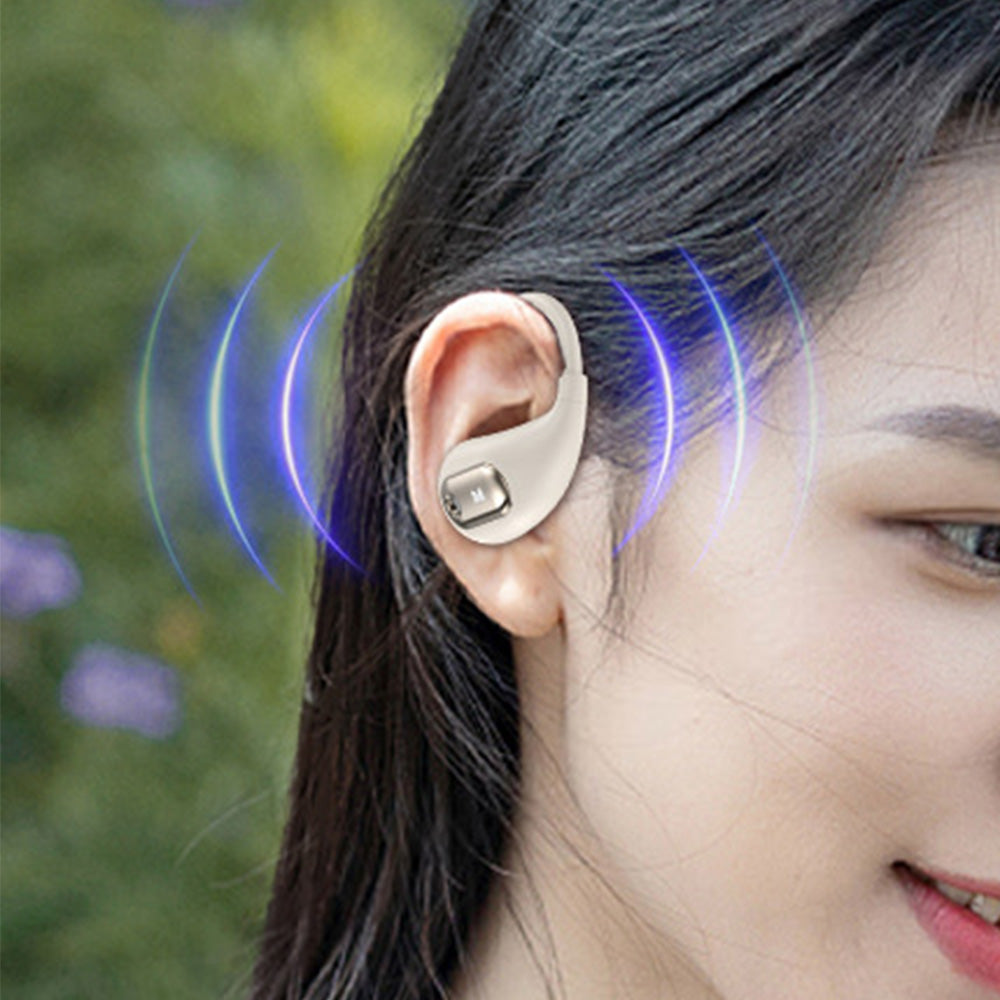 Wireless Open Ear Headphones Bluetooth 5.4 Stereo Sound Earphones with Charging Case Beige