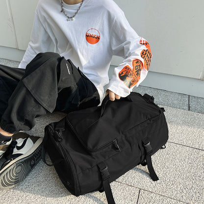 3-in-1 Sports Duffle Bag Travel Backpack Weekender Overnight Bag Black