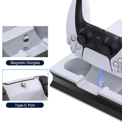For PS5 Stand Cooling Fan with Dual Controller Charging Station White