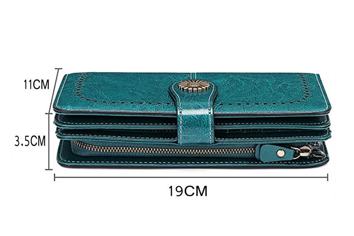 Wallet with Money Clip RFID Blocking Minimalist PU Leather for men women-peacock blue