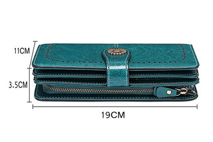 Wallet with Money Clip RFID Blocking Minimalist PU Leather for men women-peacock blue