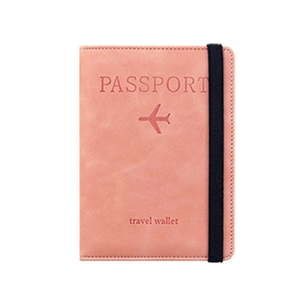 2Pcs RFID Blocking Passport Holder PU Leather Travel Wallet with Card Slots Pink Sky Blue