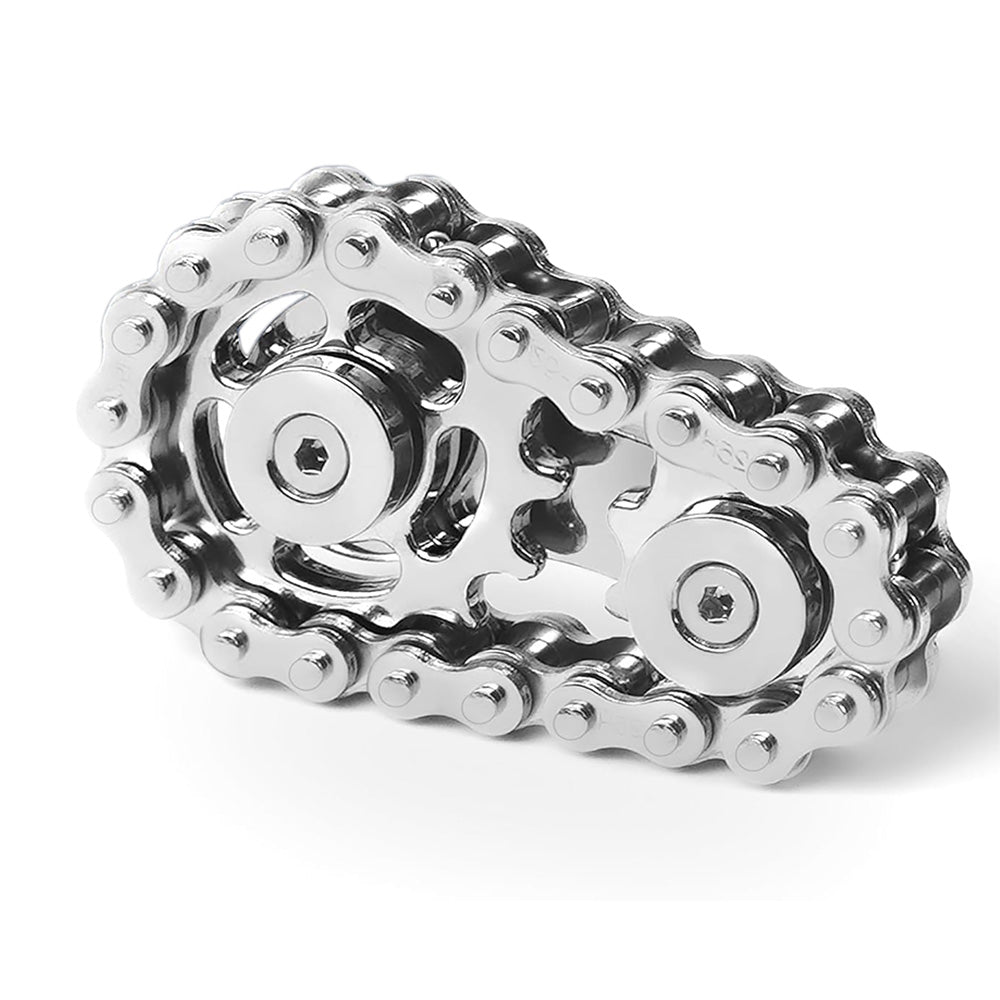 Bike Chain Fidget Toy Metal Spinner Stress Relief Focus Aid Silver
