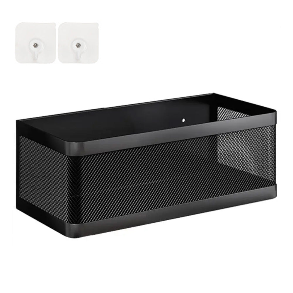 Punching-Free Hanging Storage Baskets Organizer Wall Mount Storage Bin Rack for Kitchen Bathroom Black