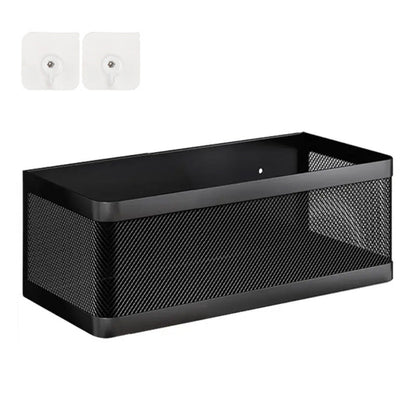 Punching-Free Hanging Storage Baskets Organizer Wall Mount Storage Bin Rack for Kitchen Bathroom Black