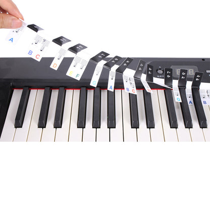 88 Key Piano Note Guide Strip with Staff and Note Names - Mixed Color