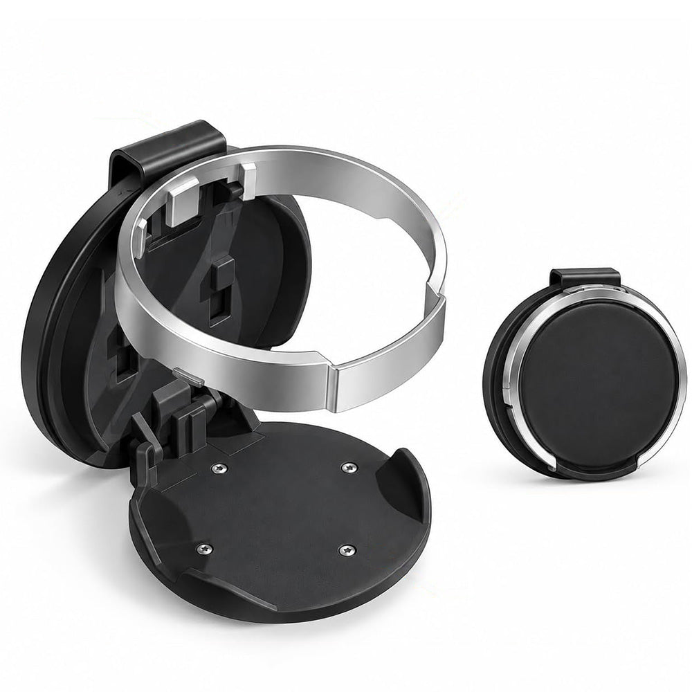 Adjustable Folding Car Door Cup Holder Clip-On Drink Organizer - Black