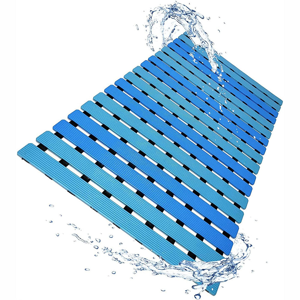 40x63 cm Bath Mat with Strong Suction Cups-Blue