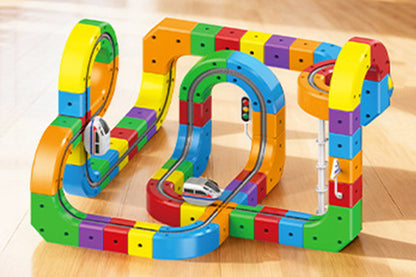 123Pcs Set Building Block Electric Train Set with Upside Down Racing