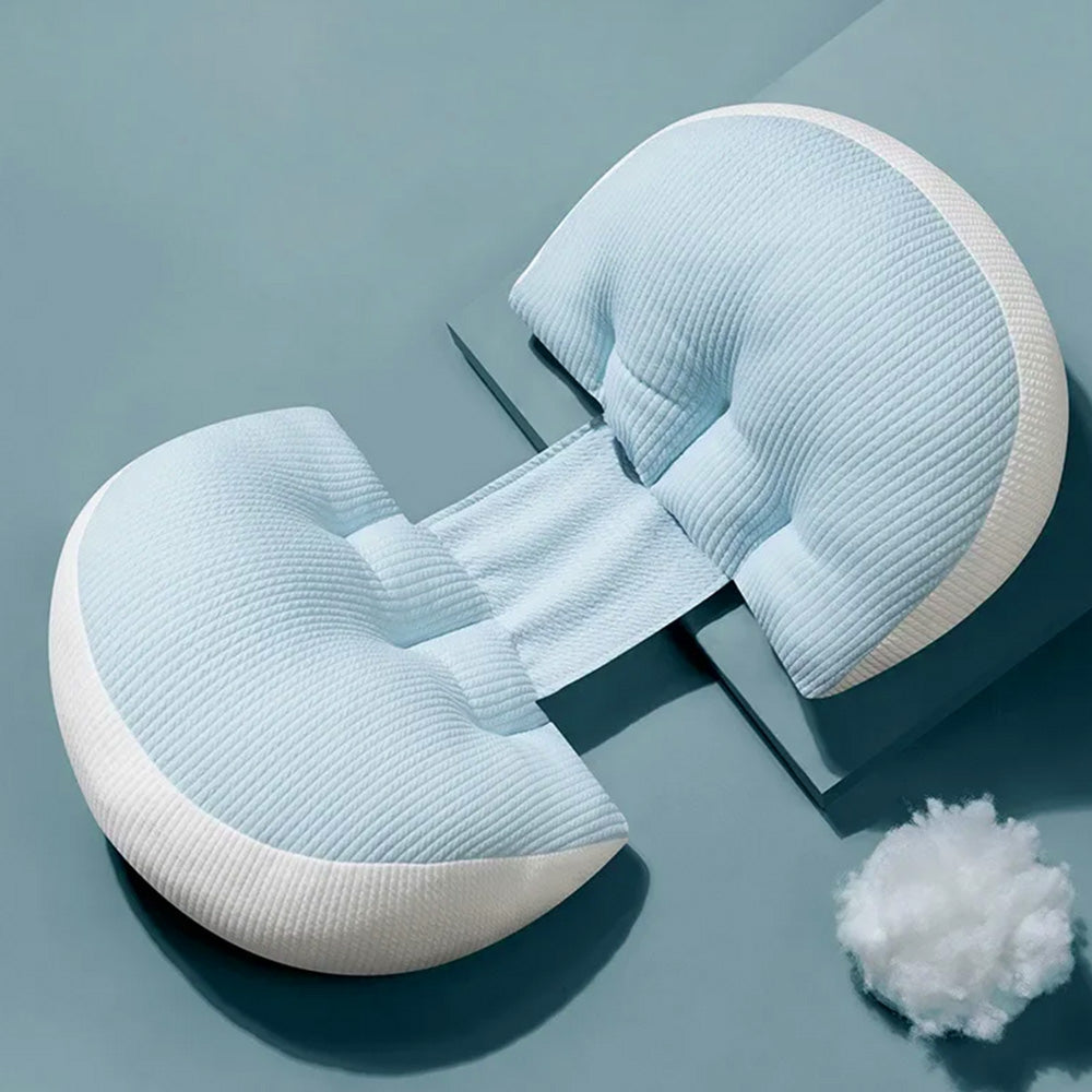 Portable Pregnancy Pillow W Shaped Maternity Support For Side Sleepers-Blue