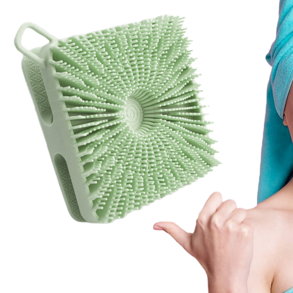 Dual-Sided Silicone Shower Body Brush ââ‚?Soft & Firm Exfoliating Scrubber Green