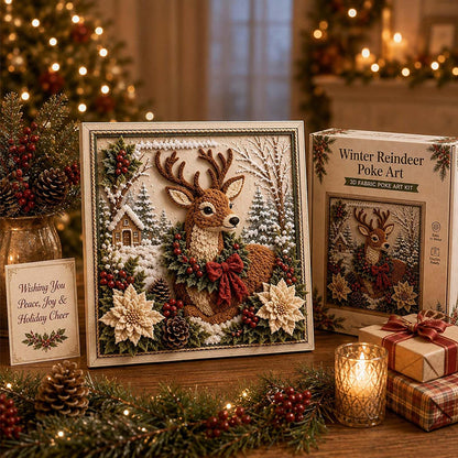 Framed Christmas Yarn Poke Fabric DIY Decoration Kit for Adults - Deer