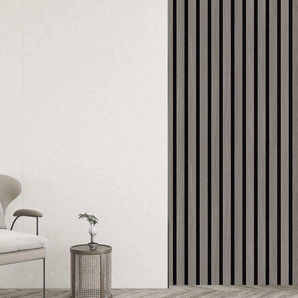 Self Adhesive PVC Slat Wall Panel with Faux Engineered Wood Grain - Grey