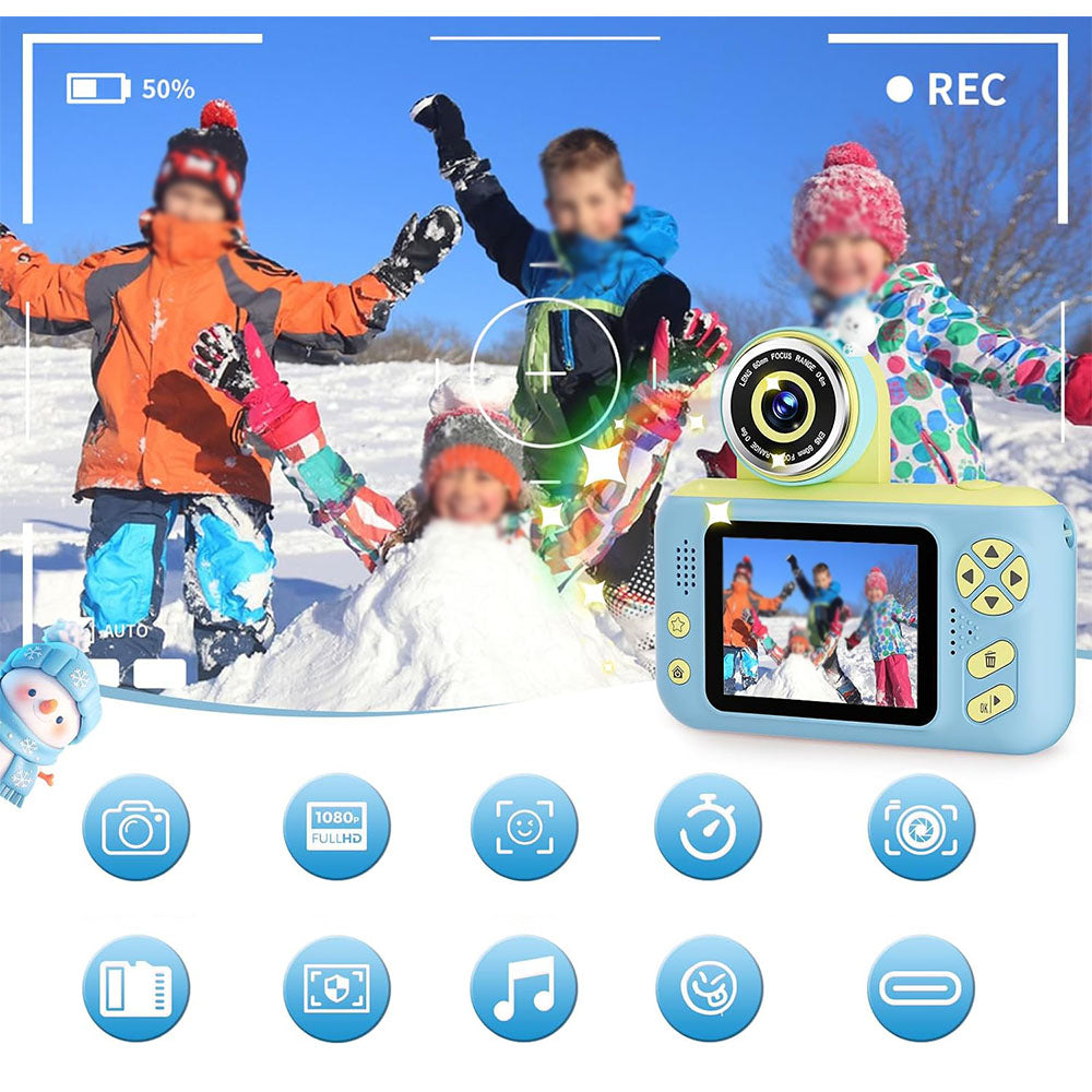 180 Degree Flip Lens Digital Camera Camera Toys - Blue
