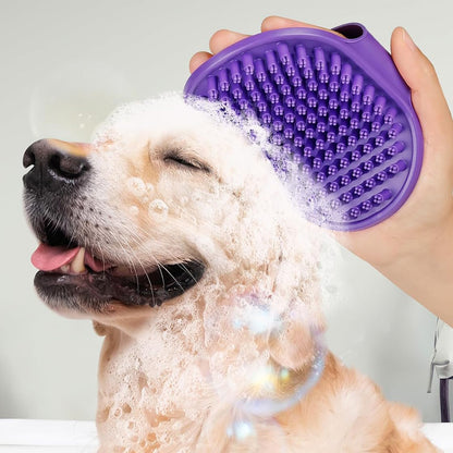 2PCS Pet Grooming Tools Pet Bath Brush Deshedding Dog Brush Suitable For Dogs Cats and Horses-Purple