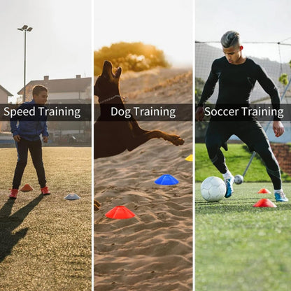 50Pcs Soccer Cones with Storage Bags and Brackets Sports Training Marker Discs