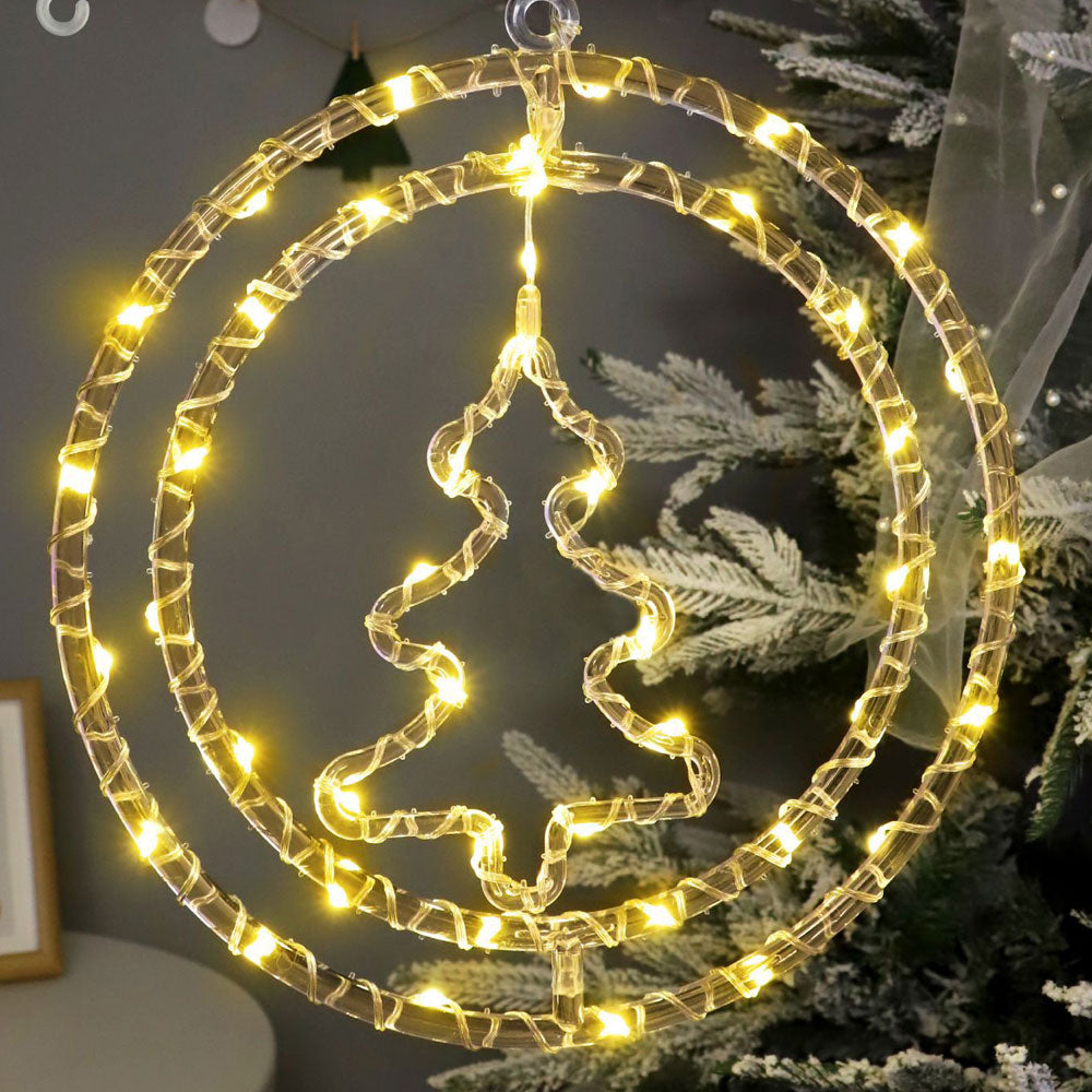 2Pcs Christmas Decorative Hanging Lights Battery Powered Round LED Decoration Style 4