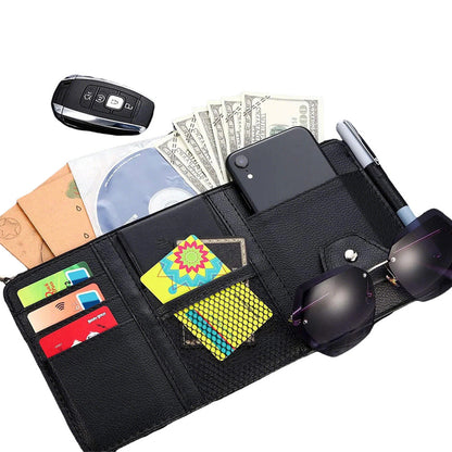 Car Sun Visor Organizer with License & Sunglasses Holder Black