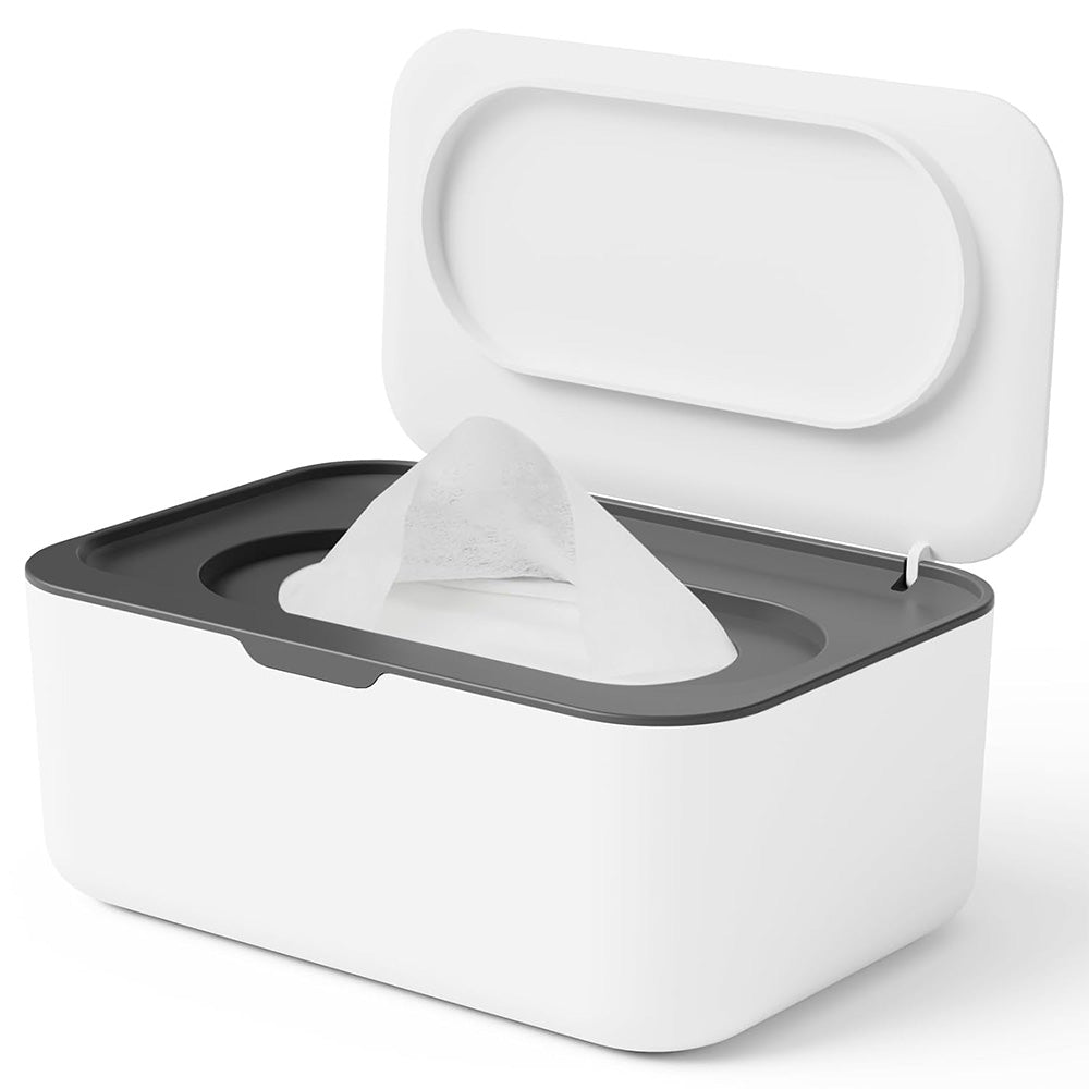Wipes Dispenser Wipes Tissue Storage Case With Lid Refillable Wipe Holder-Grey