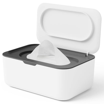 Wipes Dispenser Wipes Tissue Storage Case With Lid Refillable Wipe Holder-Grey