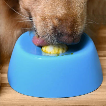 Slow Feeder Dog Bowls With Rolling Ball For Liquid Treat Training Bowl-Blue