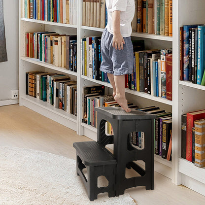 Folding 2-Step Stool Portable Footstool for Kitchen Home Toilet Bedroom Office Bathroom RV