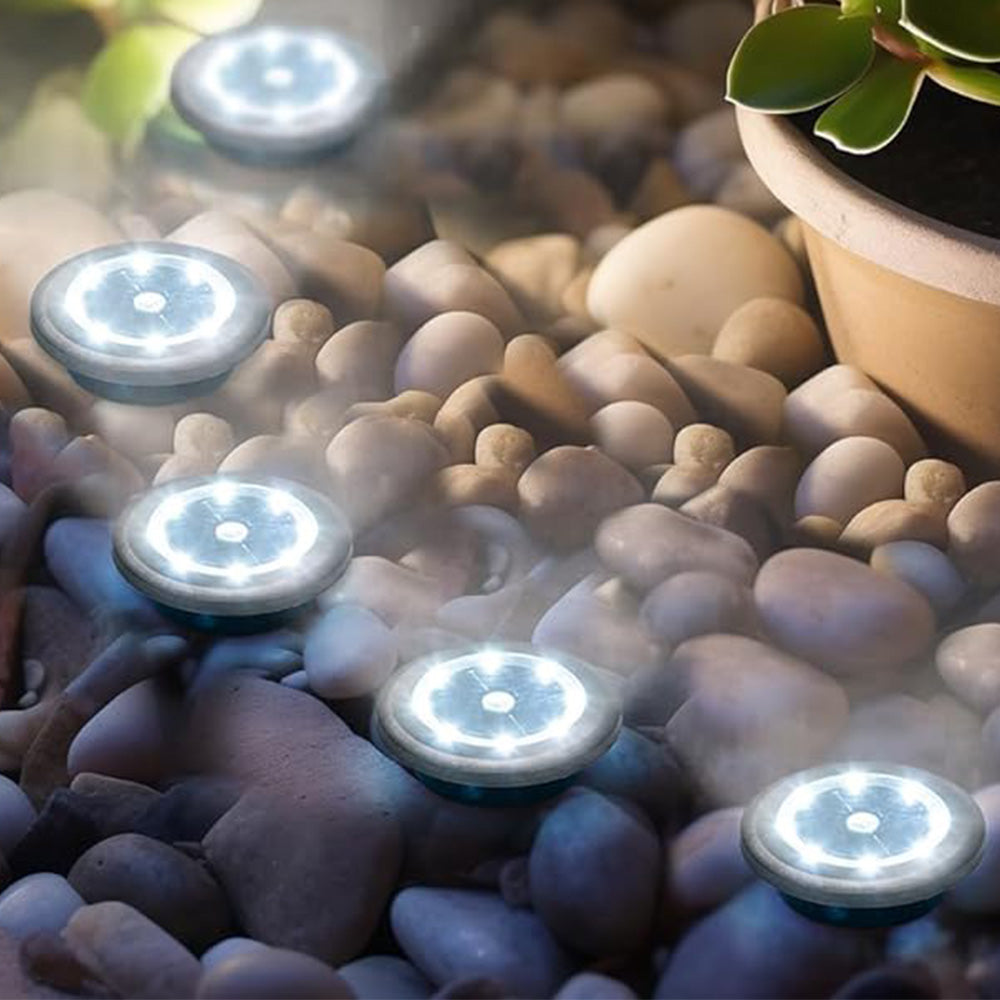 10Pcs Mini Solar Ground Lights Outdoor Pathway Decorative Lights for Yard Garden Decor White Light