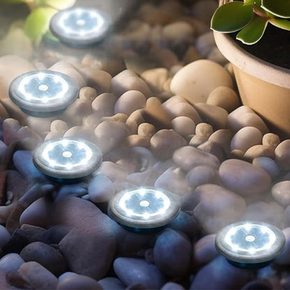 10Pcs Mini Solar Ground Lights Outdoor Pathway Decorative Lights for Yard Garden Decor White Light