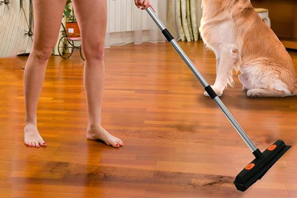3 in 1 Pet Hair Removal Rubber Broom with Hand Brush and Towel for Floor Dusting