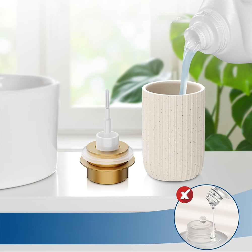 300ml Ceramic Foaming Soap Dispenser for Bathroom Kitchen-Beige