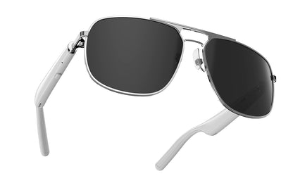 Smart Bluetooth Sunglasses Built-in Open Ear Music and Speaker for Men and Women -White