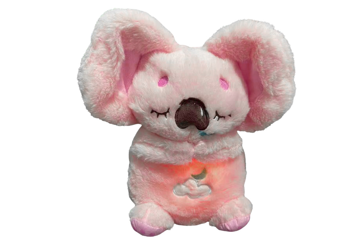 Kawaii Plush Doll Sleeping Companion Soothing Sound and Light Toy-Pink