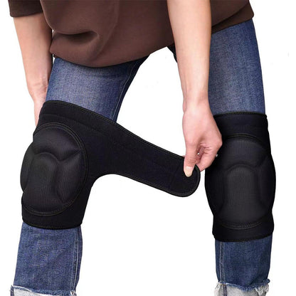 Pair of Knee Pads Anti-Slip Knee Protector Braces for Work Sports Black