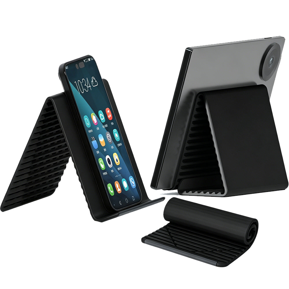 Portable Silicone Phone Stand Desk Holder for Office Travel Airplane-Black