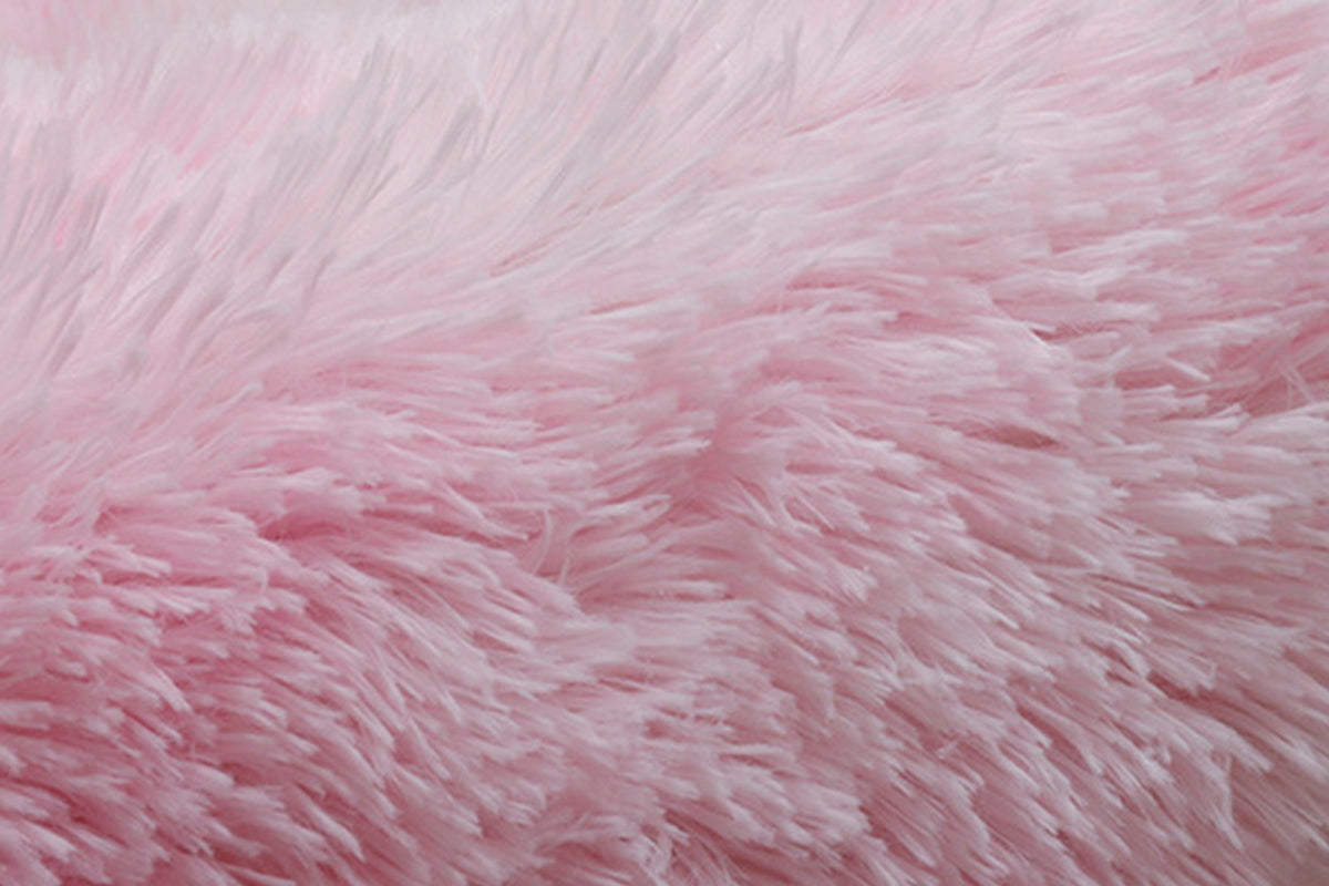 Fluffy Round Plush Area Rug Non Slip Carpet - Pink