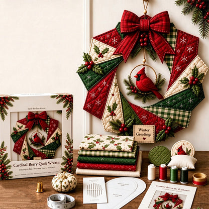 Christmas Wreath DIY Sewing Kit with Precut Fabric for Door Decor - Bird
