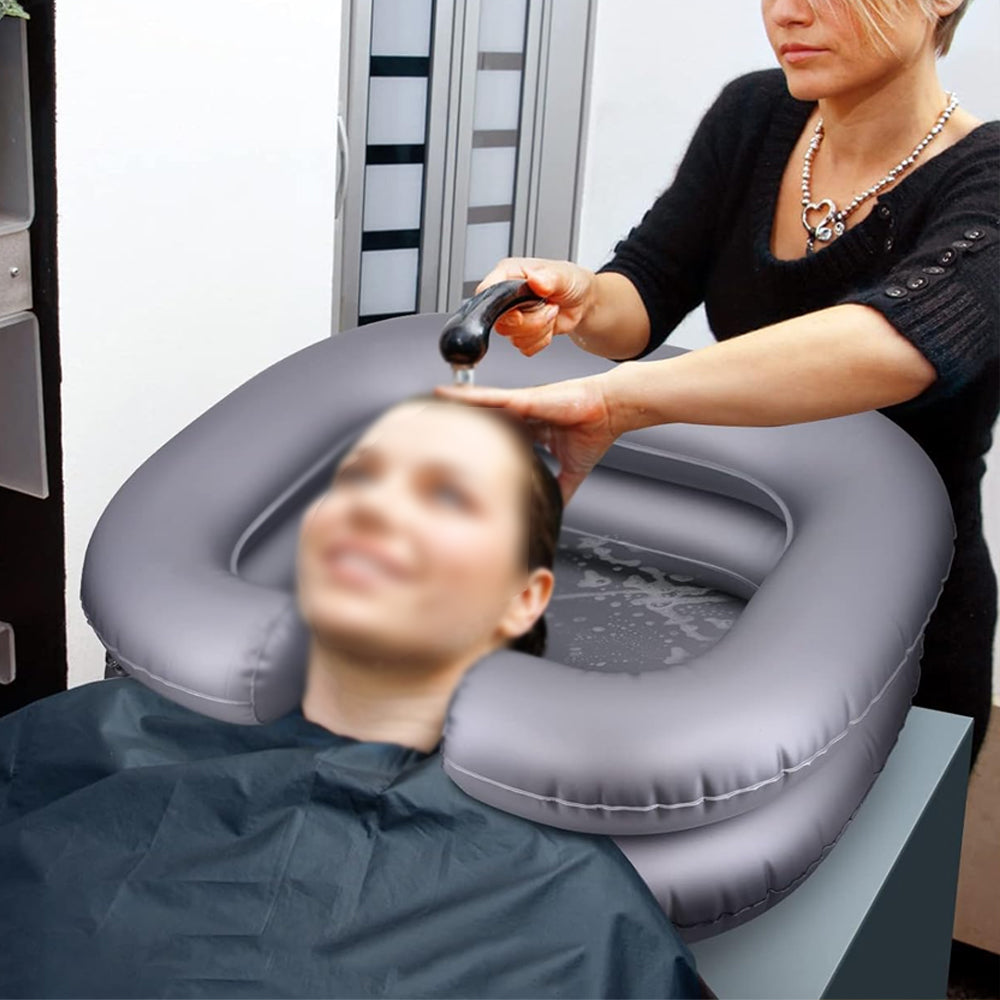 Inflatable Shampoo Basin Portable Hair Washing Tub for Haircut Dye Hair Wash Gray