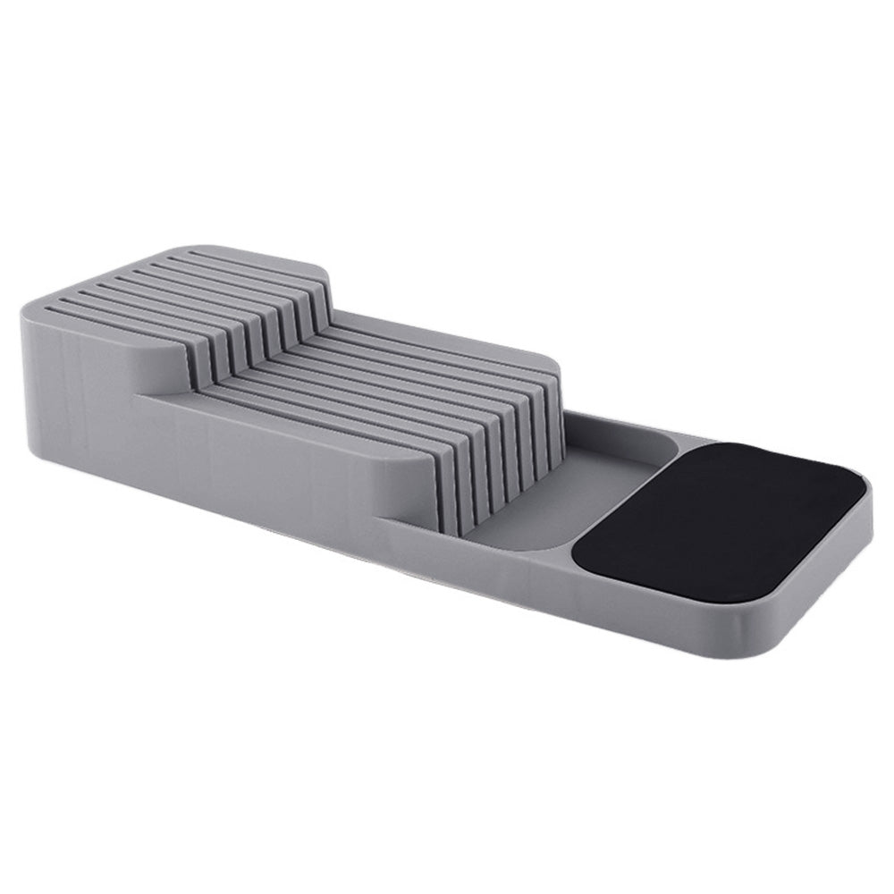 Storage Rack Knife Block Organizer Kitchen Knives Holder Countertop or Drawer Use-Grey