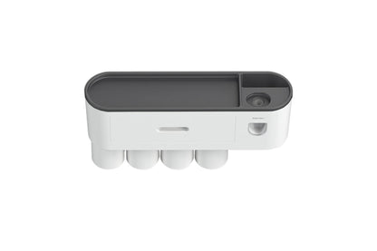 Wall Mounted Toothbrush Holder for Bathroom Automatic Toothpaste Dispenser Kit-Black