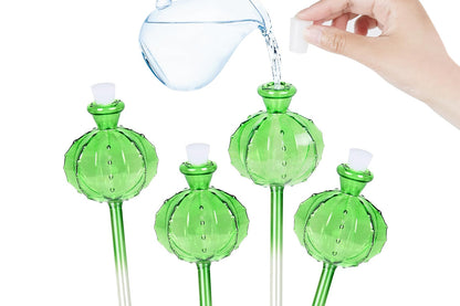 4Pcs Self Watering Globes Automatic Plant Watering Stakes for Indoor Outdoor Potted Plants-Green