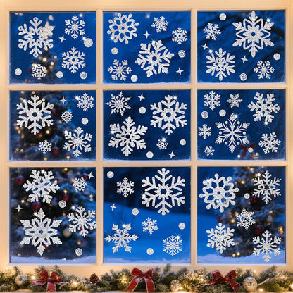 Christmas Window Clings ¨C Snowflakes Static Stickers in Gold and Silver for Holiday Decorations Style 2