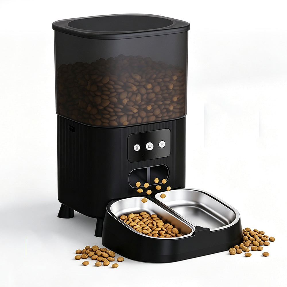 4.5L Automatic Cat Feeders with 2 Bowls and Timer-Black