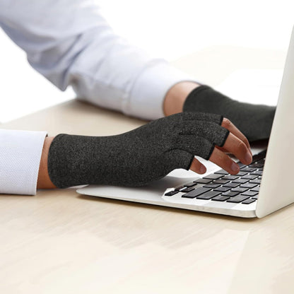 Pair of Open-Fingertip Arthritis Compression Gloves Hand Wrist Brace