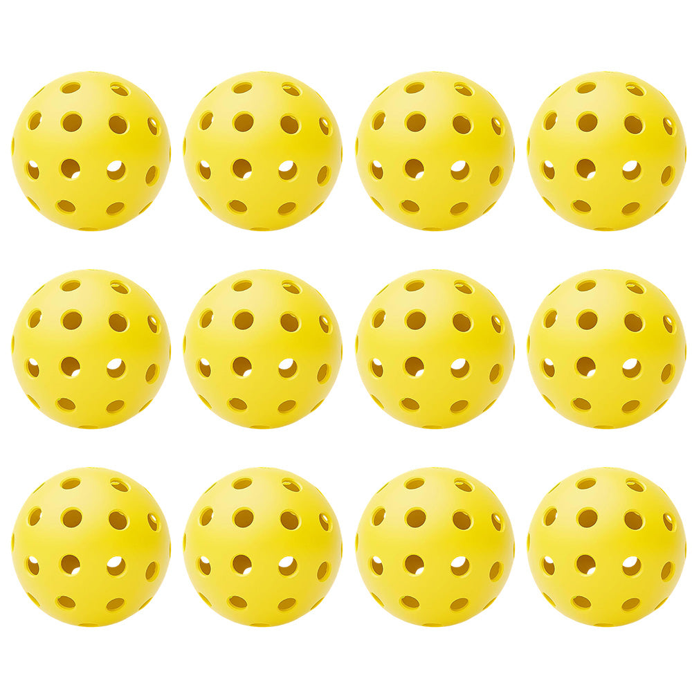 12Pcs Set 40-Hole Pickleball Balls High Bounce Outdoor Pickleball Set Yellow