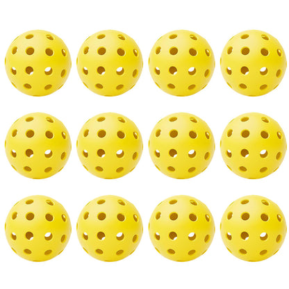 12Pcs Set 40-Hole Pickleball Balls High Bounce Outdoor Pickleball Set Yellow