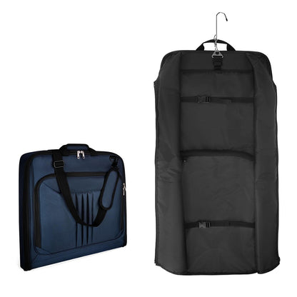 Foldable Garment Bag with Hanger and Shoulder Strap - Navy