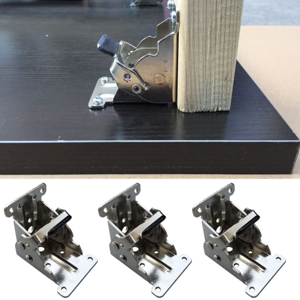 4Pcs Self Locking Folding Hinge for Tables Chairs and Workbenches-Silver