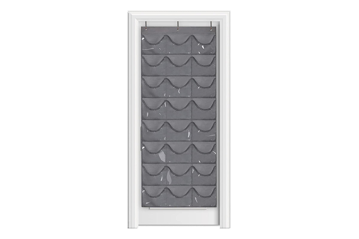 Baseball Hat Rack 24 Pocket For Wall Or Over The Door Cap Organizer-Dark Grey