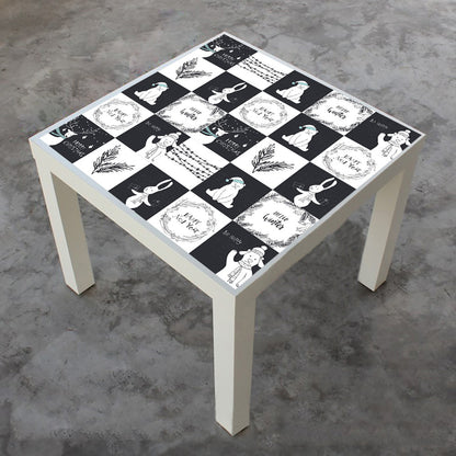 10Pcs Cartoon Animals Words Wall Stickers Water Resistant Wallpaper Removable Decal for Kitchen Bathroom -Black