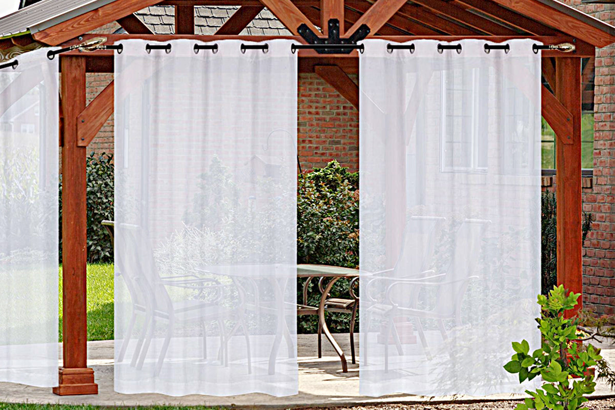 Water Resistant White Outdoor Sheer Curtains